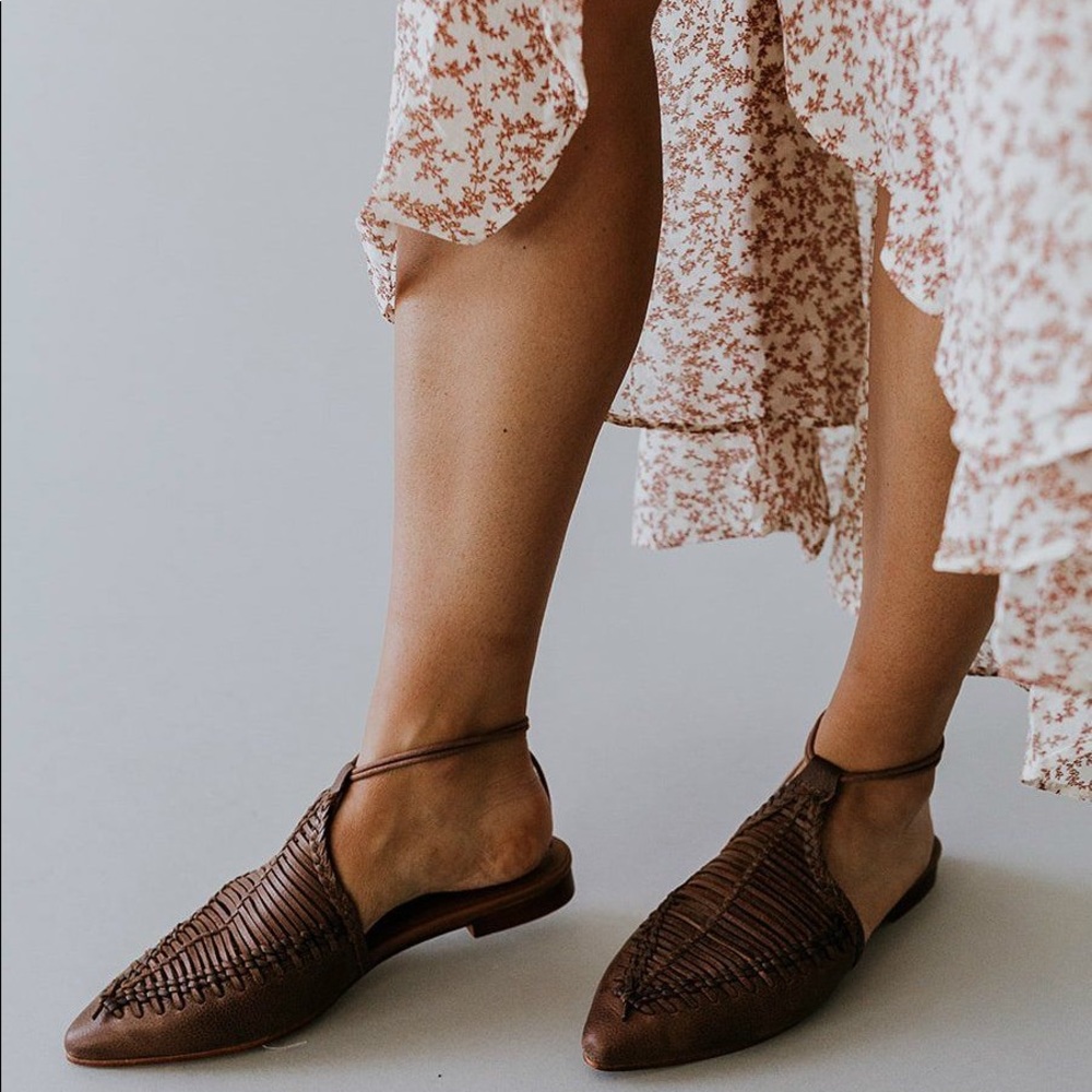 Free People Dana Pointed Toe Mule Tan NWB